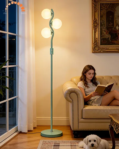 Vista 11 de Lightdot Lámpara de pie rosa regulable de 60 pulgadas, lámparas de pie de mediados de siglo con 3 bombillas G9 de 3000 K de color blanco cálido