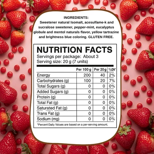 Vista 2 de Strawberry Diet Candy 1.7oz – Caramelo duro sin azúcar en forma de corazón – Envuelto individualmente, bocadillos sin azúcar, mini caramelo