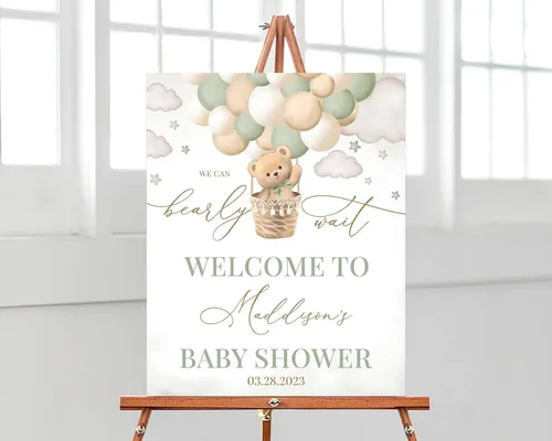 Vista 9 de Letrero de bienvenida editable para baby shower, letreros de baby shower, decoración de baby shower, soporte de letrero de baby shower, letrero
