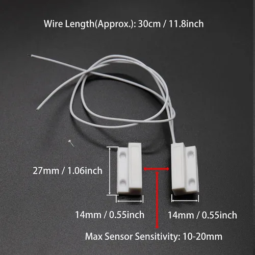 Vista 2 de Interruptor magnético de láminas NC Montaje en superficie con cable Sensor de contacto de ventana de puerta con papel adhesivo para seguridad