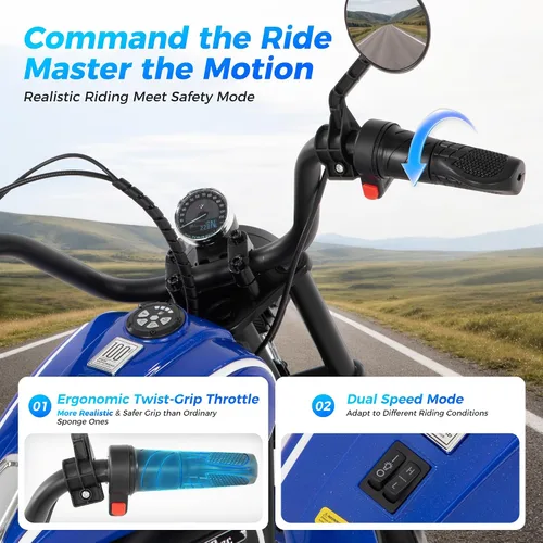 Vista 6 de Licensed BMW R18 Electric Motorcycle for Kids, Blue