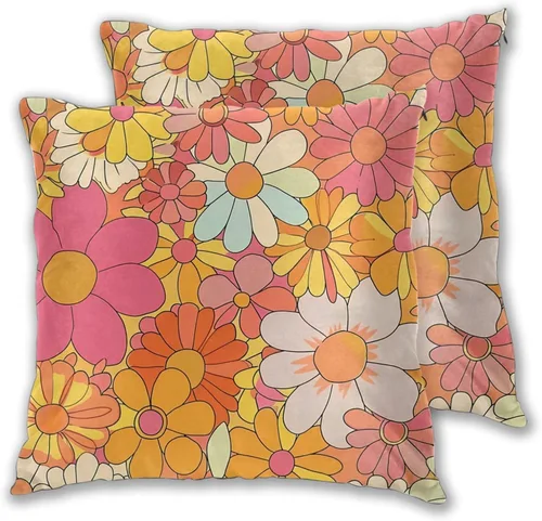 Vista 45 de Juego de 2 fundas de almohada cuadradas de Acción de Gracias, hojas de arce otoñales, fundas protectoras para sofá con cremallera oculta, 16 x 16