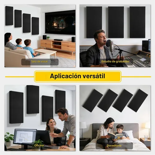 Vista 7 de 4 PCS 2" Thick Acoustic Panels, 23.6" x 11.8", Fiberglass Sound Absorbing Panels, Fabric Wrapped Soundproof Wall Panels, Noise Dampening for Studio