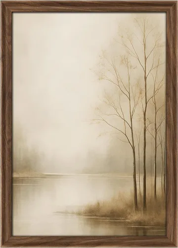 Vista 319 de MUDECOR Lienzo enmarcado prémium para pared, pinos nevados en bosque de invierno, ilustraciones modernas, arte contemporáneo, escénico, divertido