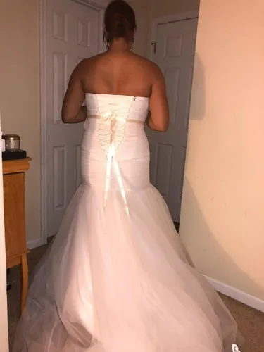 Vista 14 de Vestido de novia formal sin tirantes con encaje, largo de sirena para mujer 2019 WD162