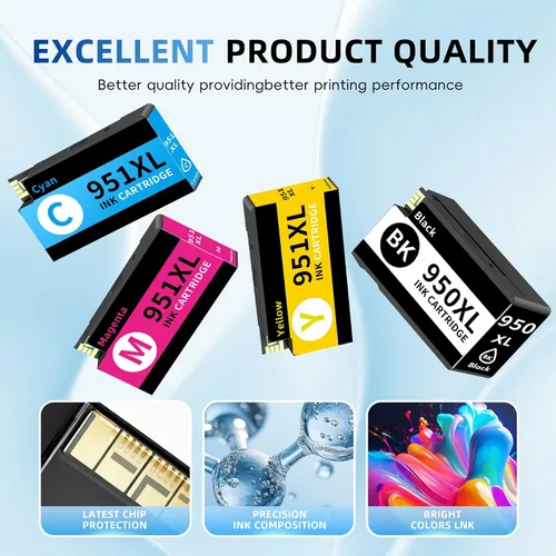 Vista 6 de 951XL Cartucho de tinta de alto rendimiento de repuesto para HP951XL HP951 951 XL Paquete combinado compatible con HP officejet pro 8600 8100 8610