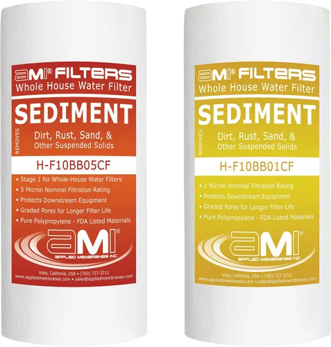Vista 10 de APPLIED MEMBRANES INC. Juego de cartuchos de filtro de repuesto para filtro de agua para toda la casa, 2 filtros de sedimentos y bloques de carbono