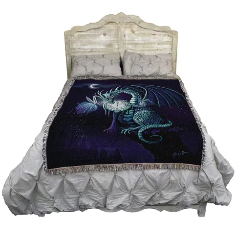 Vista 17 de Pure Country Weavers Rose Khan - Manta con diseño de dragón del tiempo de amatista tejida de algodón, hecha en los Estados Unidos (72 x 54 pulgadas)