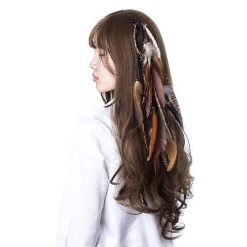Vista 2 de lureme Diadema de plumas indias accesorios-hecho a mano plumas lazos para el pelo vestido de cabeza vestido tribal pluma tocado (hb000012-5)
