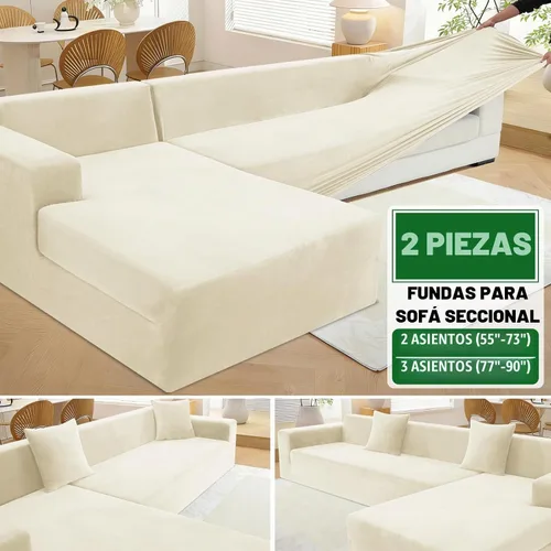 Vista 6 de ZNSAYOTX Fundas para sofá modular de terciopelo suave, fundas de felpa de lujo con parte inferior elástica para sofá modular en forma de L, 2