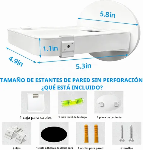Vista 2 de Soporte adhesivo para estante de salida, organizador de cables de montaje en pared sin taladro