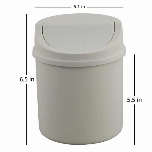 Vista 2 de Mini bote de basura de escritorio de 2 litros con tapa, pequeño Blanco