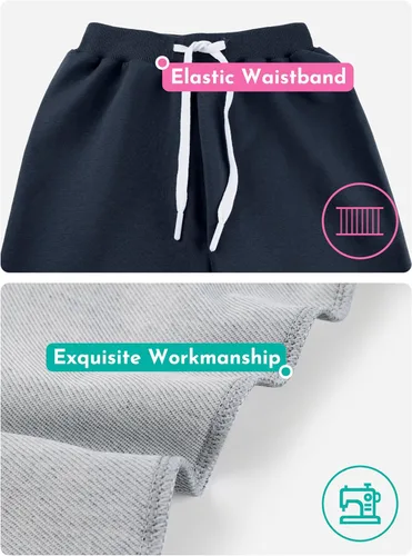 Vista 3 de Resinta Paquete de 4 pantalones deportivos para niños pequeños y niños, pantalones deportivos con cordón ajustable, ropa deportiva casual