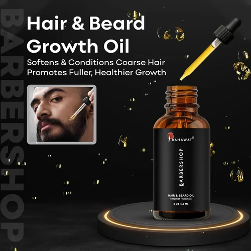 Vista 4 de BAHAWAT Aceite para barba, acondicionador y suavizante de aceite para barba de alta calidad, aroma de barbería, elimina la picazón de la barba