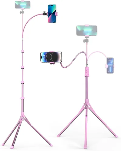 Vista 9 de Aureday Kit de accesorios para trípode de teléfono de 62", soporte de trípode para cámara y teléfono celular con control remoto inalámbrico
