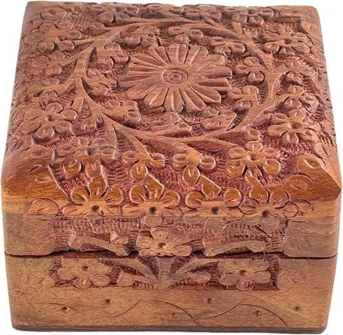 Vista 2 de Caja de recuerdos de madera hecha a mano, organizador de joyas, ideas de regalo únicas para hombres y mujeres, caja de almacenamiento decorativa