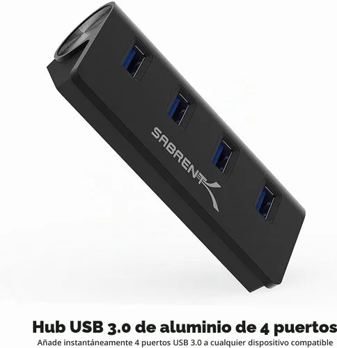 Vista 2 de SABRENT Concentrador de datos portátil de aluminio de 4 puertos USB 3.0 con cable USB 3.0 de 2.5 pies para iMac, MacBook, MacBook Pro, MacBook Air