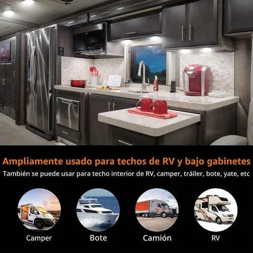 Vista 4 de RVZONE Luz LED de Techo Empotrada para RV Barco de 4.5 Pulgadas, Luz LED de Disco para RV de 12 Voltios Blanco Frío, Iluminación Interior Downlight