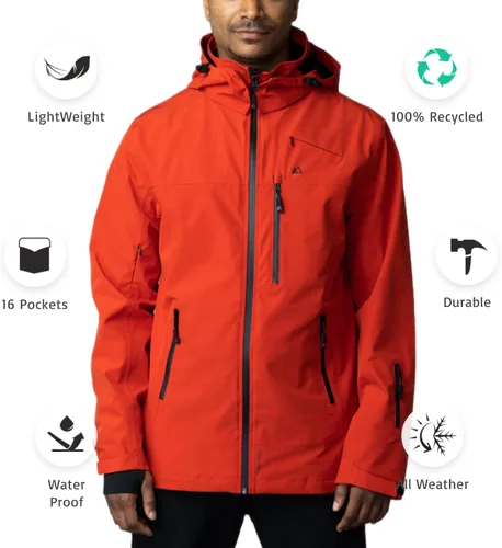 Vista 4 de Apricoat Adventure 2.0 - Chaqueta de invierno cálida aislada, con capucha, impermeable y resistente al viento para viajes, senderismo, senderismo
