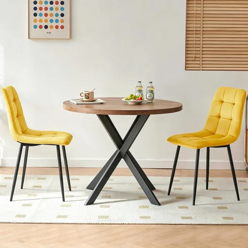 Vista 38 de Homedot Juego de mesa de comedor para 2, mesa de cocina de 3 piezas, juego de sillas de comedor redondas y negras para espacios pequeños, juego