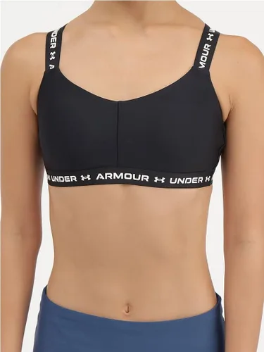 Vista 4 de Under Armour Sujetador bajo con espalda cruzada para mujer, Púrpura