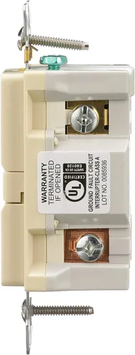 Vista 3 de EATON SGFD20V Receptáculo Gfci autocomprobado, 125 V, 20 A, 2 polos, 3 cables, marfil