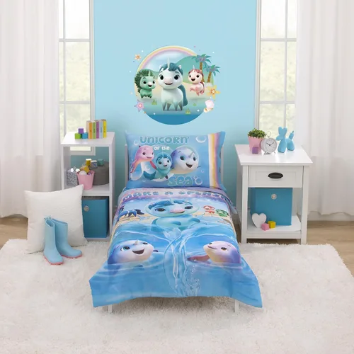 Vista 10 de NoJo DreamWorks Gabby's Dollhouse Dream It Up Arcoíris Multicolor Hora de Dormir - Juego de cama de 4 piezas para cama de niño pequeño - Edredón La