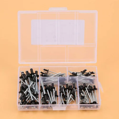 Vista 9 de Remaches de aluminio negro, retenedor de remache de sujeción de tornillo negro, 120 piezas M2.4 / M3.0 / M3.2 / M4 Kit de remaches ciegos