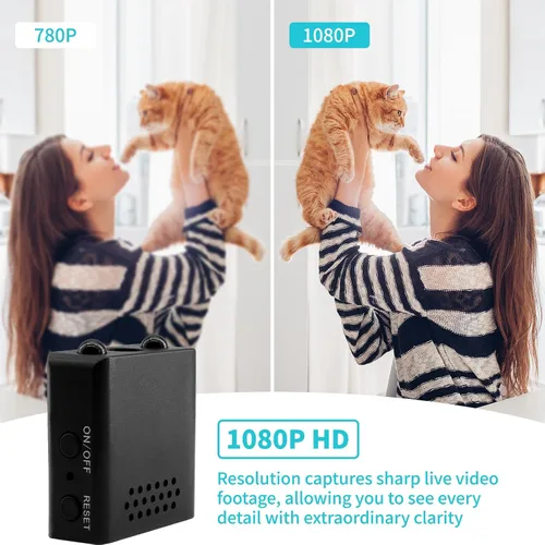 Vista 4 de Mini cámara de seguridad para interiores 2025 con WiFi 1080P Micro HD con gran angular, almacenamiento en la nube y SD, visión nocturna, cámaras