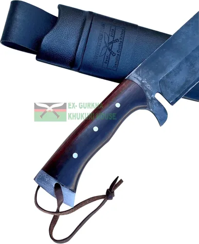 Vista 2 de EGKH-14 - Cuchillo de machete libre de óxido, hoja forjada a mano de espiga completa, khukuri o khukris, hecho a mano en Nepal