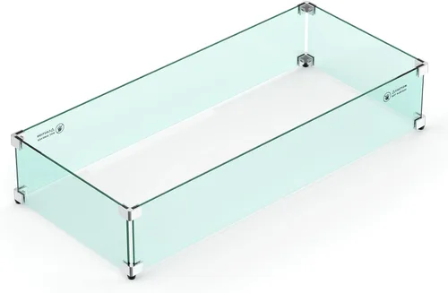 Vista 8 de Skyflame Protector de viento rectangular de vidrio para fogatas de 24 x 12 pulgadas, reemplazo para exterior