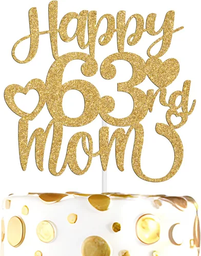 Vista 20 de Decoración para tartas con texto en inglés "Happy 50th Mom", feliz 50 cumpleaños para madre, saludos a 50 años, cumpleaños, aniversario, suministros