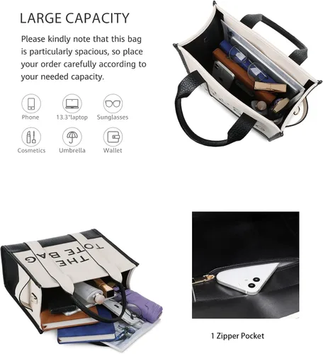 Vista 4 de La bolsa de mano para mujer, bolso de mano de piel sintética, hombro, bandolera o bolsa de mano para la escuela, oficina, viajes