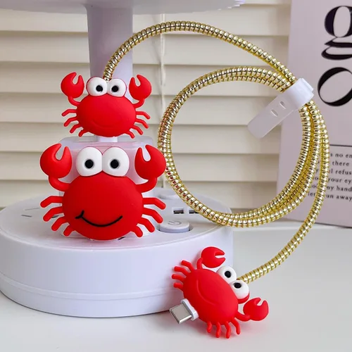 Vista 16 de Funda Protectora Bonita para Cable Cargador Adaptador USB-C de 20W para iPhone, Diseño Único Divertido Kawaii de Dibujos Animados 3D Funda