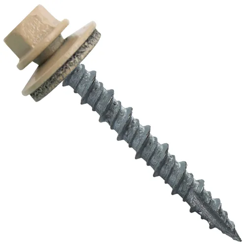 Vista 79 de 10 tornillos para techos de metal gris ABC de 1-1/2 pulgadas, cabezal de arandela hexagonal, arranque automático/roscado, arandela EPDM. 1 bolsa