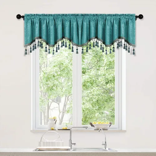 Vista 43 de Cortinas de doble cara de felpilla para cortina de cocina, cenefa para sala de estar