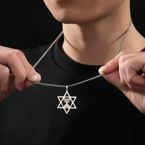 Vista 32 de EUEAVAN Collar con dije de estrella de David contra el mal de ojo de seis puntas con dije de estrella de David, hexagrama demoníaco religioso