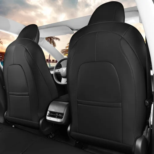 Vista 2 de Funda de asiento para modelo 3 2017 2018 2019 2020 2021 2022 2023, funda de asiento personalizada para Tesla Model 3, compatible con bolsa de aire
