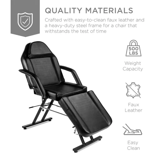 Vista 6 de Nueva camilla/silla de masajes, para barberías, tratamientos de belleza, faciales, tatuajes, equipo para salón, incluye banquito