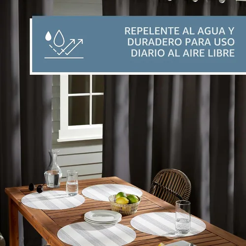 Vista 7 de TOWN & COUNTRY BASICS Cabana Cortinas Sólidas de Peso Pesado para Interiores y Exteriores, Opacidad de Filtrado de Luz con Parte Superior de Ojales
