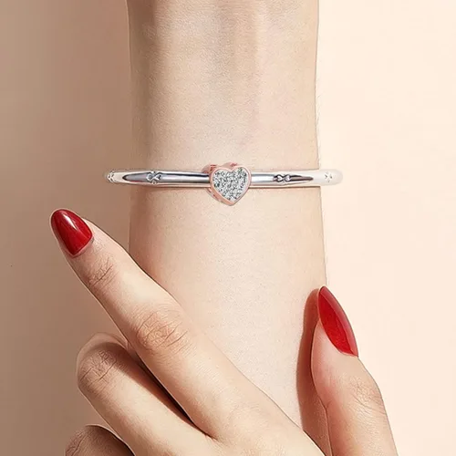 Vista 5 de KunBead Dijes de cuentas de amor de corazón con diamantes de imitación para mamá, compatibles con pulseras Pandora, cumpleaños, día de la madre