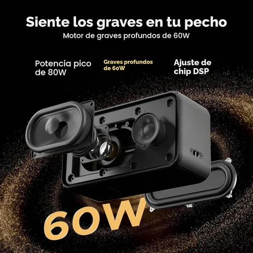 Vista 3 de Altavoz Bluetooth portátil impermeable FIELDECHO, tiempo de Negro