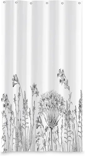 Vista 13 de Yeele Cortina de ducha floral de 36x72 pulgadas, juego de baño retro bonito con flores silvestres de acuarela, cortina de baño natural botánica