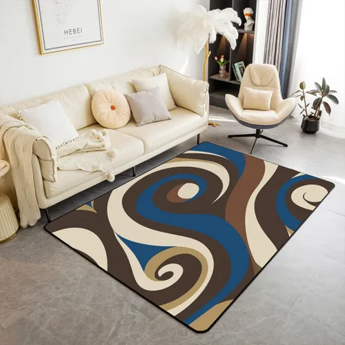 Vista 12 de Alfombra de área en espiral colorida de 3 x 5 pies, abstracta y moderna geométrica, decoración de remolinos, antideslizante, para hombres, mujeres