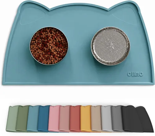 Vista 22 de OHMO - Tapete de silicona para comida para gatos, tapete de alimentación de mascotas para el piso, antideslizante e impermeable, bandeja para agua