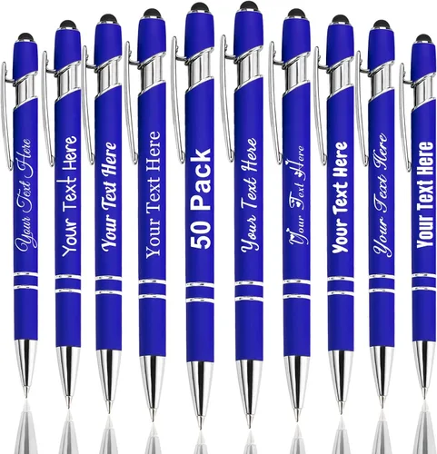 Vista 19 de Hasta 300 bolígrafos personalizados a granel con nombre personalizado con grabado gratis, puntas de lápiz capacitivo grabado, bolígrafo