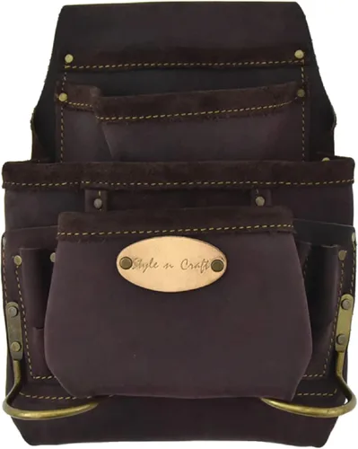 Vista 10 de Style n Craft Bolsa de herramientas y uñas de carpintero de 10 bolsillos, bolsa de herramientas de cuero resistente, perfecta y duradera, bolsa