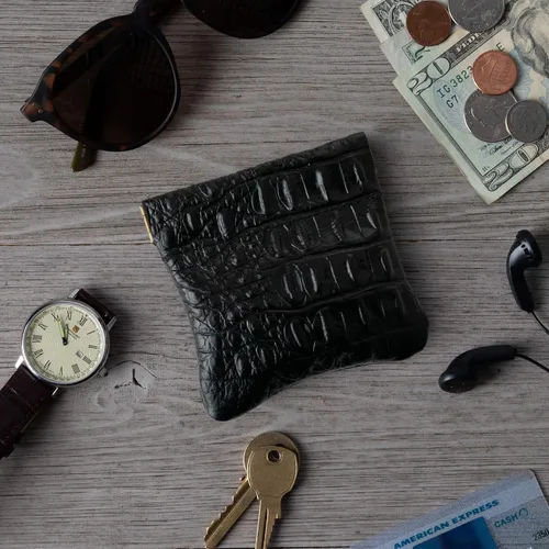 Vista 57 de Monedero clásico a presión, de cuero, para hombre de Nabobb, negro