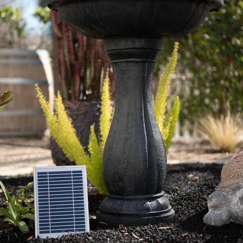 Vista 11 de XBrand Fuente de agua para exteriores de 2 niveles con energía solar de 44 pulgadas, fuente de resina de fibra de vidrio con bomba de apagado Negro
