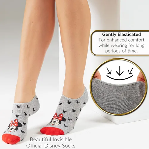 Vista 4 de Disney Calcetines tobilleros para mujeres y adolescentes que no se ven